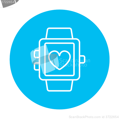 Image of Smartwatch with heart sign line icon.