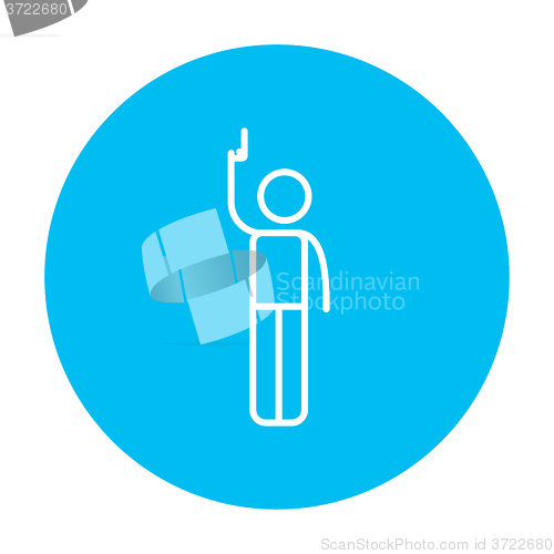 Image of Man giving signal with starting gun line icon.