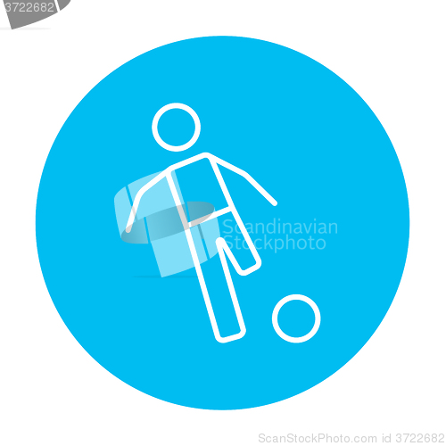 Image of Soccer player with ball line icon.