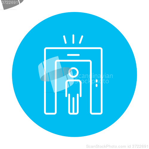 Image of Man going through metal detector gate line icon.