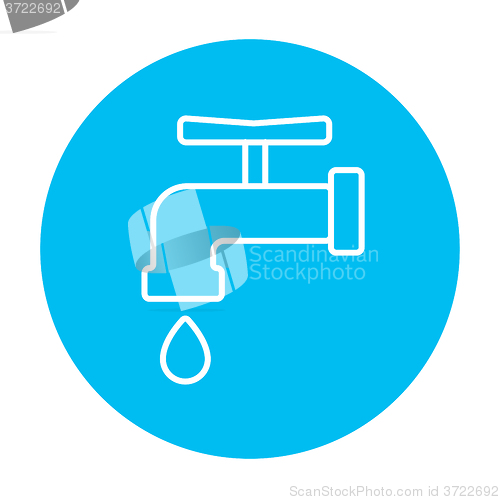 Image of Faucet with water drop line icon.