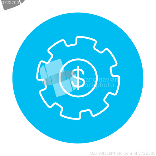 Image of Gear with dollar sign line icon.