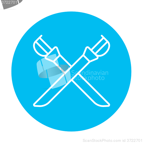 Image of Crossed saber line icon.