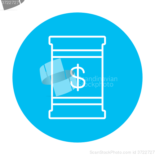 Image of Barrel with dollar symbol line icon.