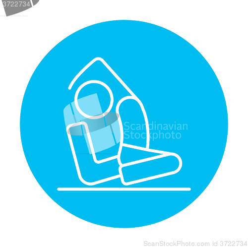 Image of Man practicing yoga line icon.