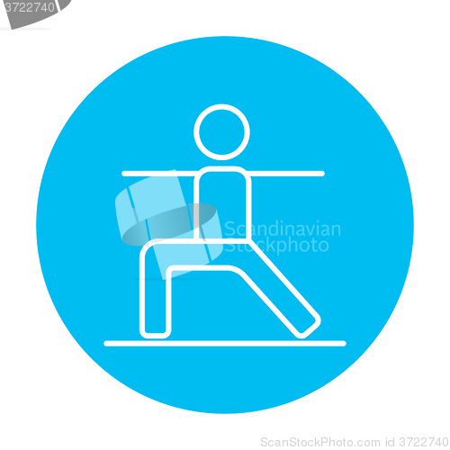 Image of Man practicing yoga line icon.