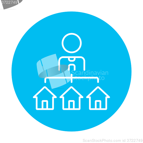 Image of Real estate agent with three houses line icon.