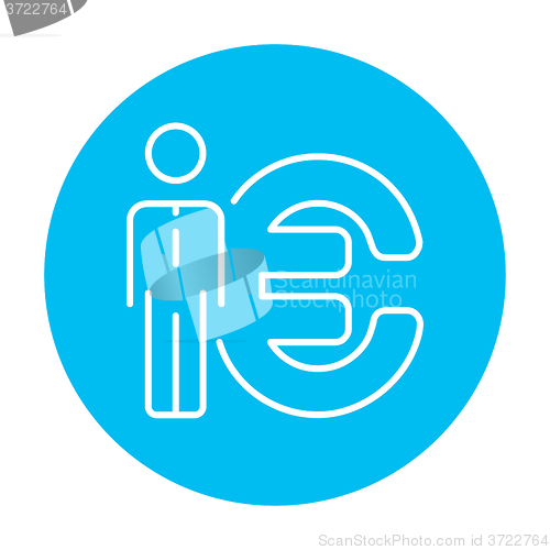 Image of Businessman standing beside the Euro symbol line icon.