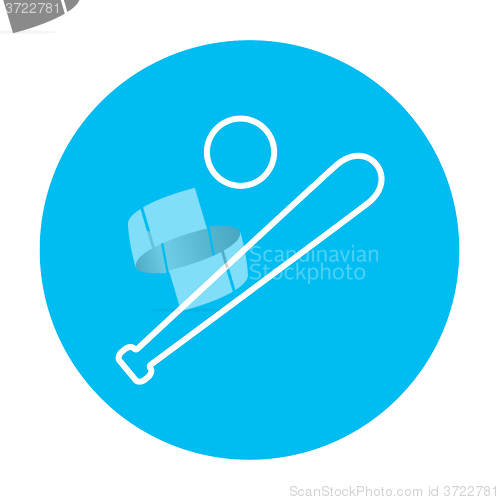 Image of Baseball bat and ball line icon.