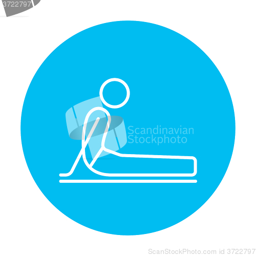 Image of Man practicing yoga line icon.