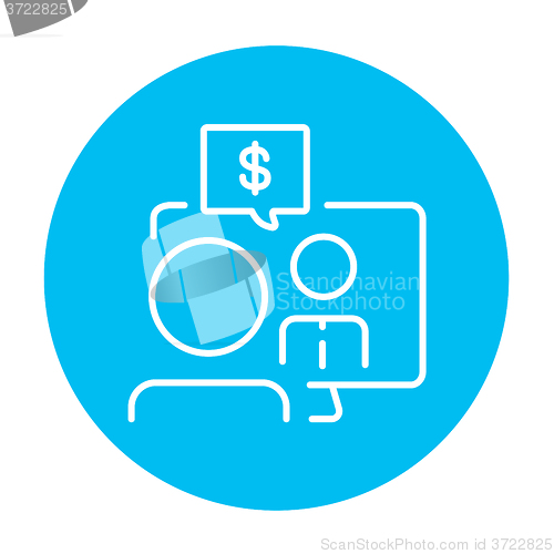 Image of Business video negotiations line icon.