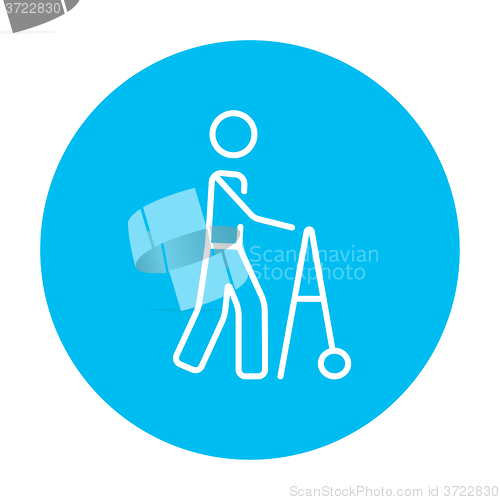 Image of Man with walker line icon.