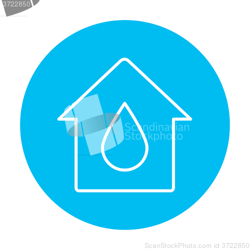 Image of House with water drop line icon.