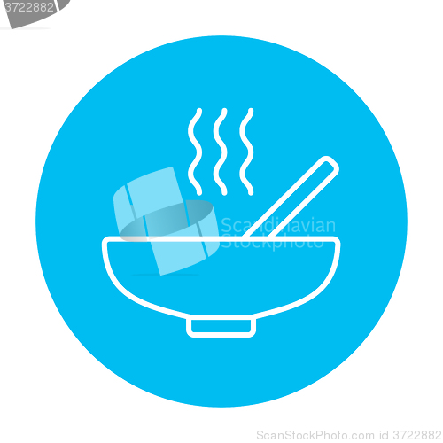 Image of Bowl of hot soup with spoon line icon.