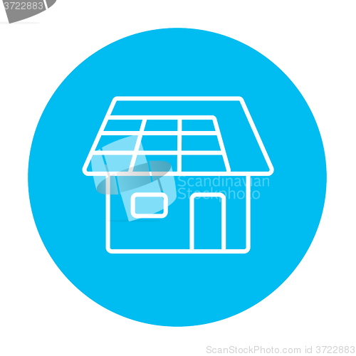 Image of House with solar panel line icon.