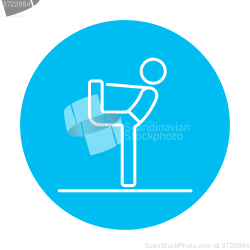 Image of Man practicing yoga line icon.