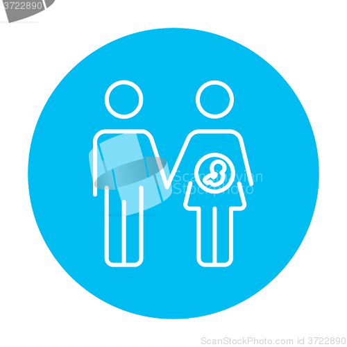 Image of Husband with pregnant wife line icon.