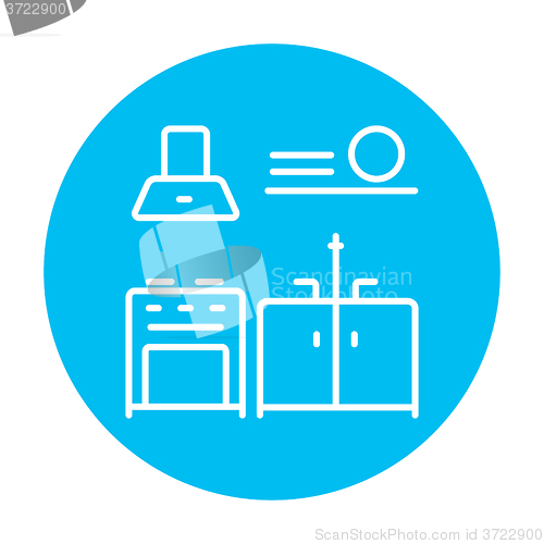 Image of Kitchen interior line icon.