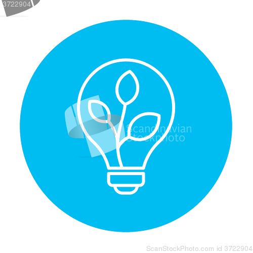 Image of Lightbulb and plant inside line icon.