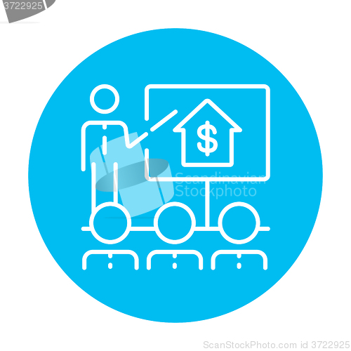 Image of Real estate training line icon.