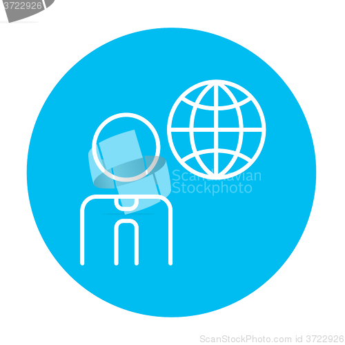 Image of Man with globe line icon.