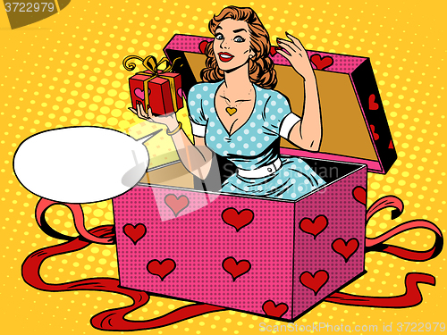Image of Valentine girl love romantic wedding surprise box