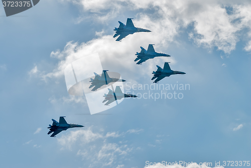 Image of Team work of russian fighters SU-27 knights