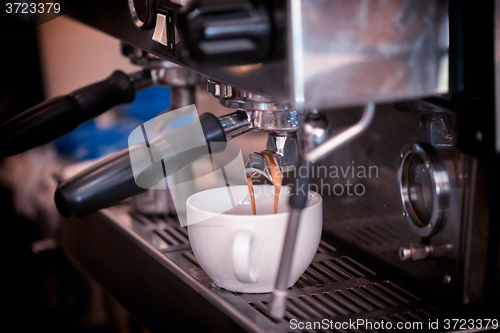 Image of preparing coffee in cafe