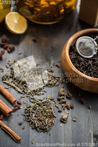 Image of berries  tea composition