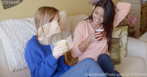 Image of Two happy vivacious young women