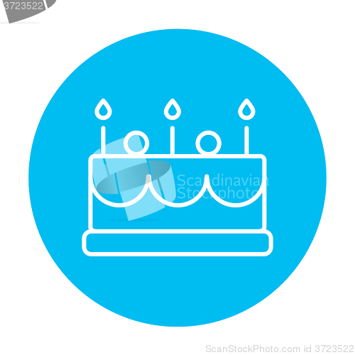 Image of Birthday cake with candles line icon.
