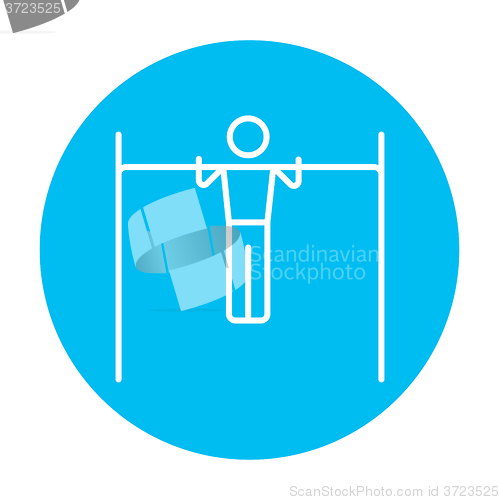 Image of Gymnast exercising on bar line icon.