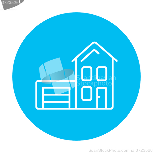 Image of House with garage line icon.