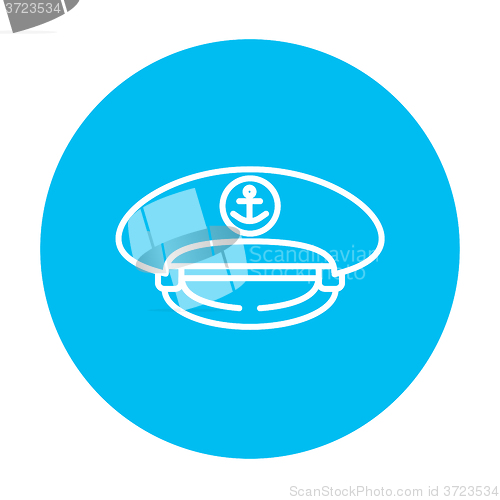 Image of Captain peaked cap line icon.