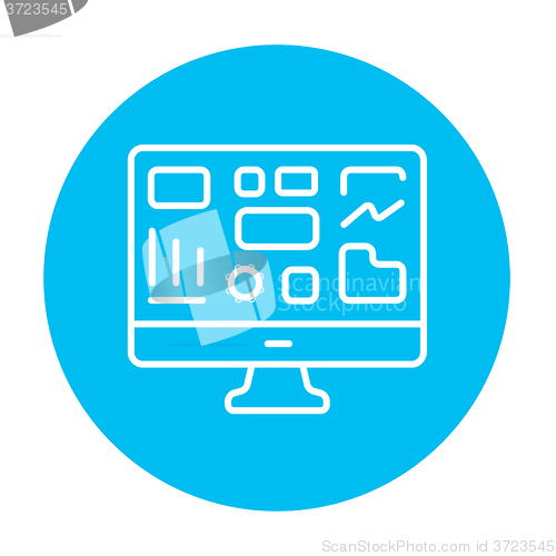 Image of Monitor with business graphs line icon.