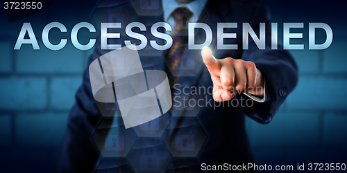 Image of Businessman Pointing At ACCESS DENIED