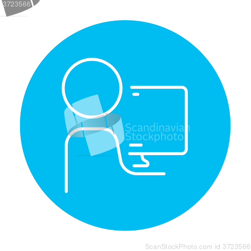 Image of Man working at his computer line icon.