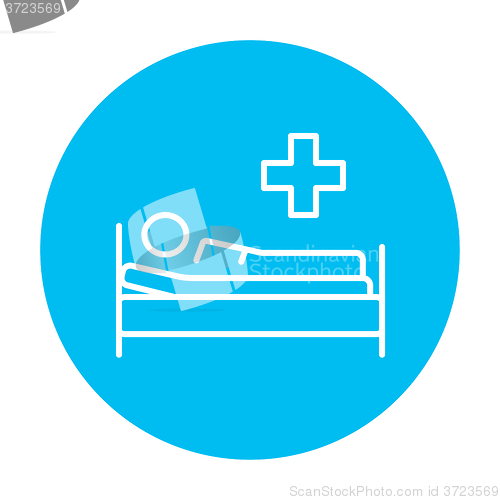 Image of Patient lying on bed line icon.