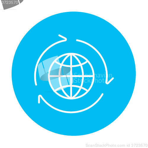 Image of Globe with arrows line icon.