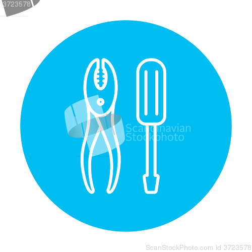 Image of Screwdriver with pliers line icon.