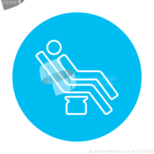 Image of Man sitting on dental chair line icon.