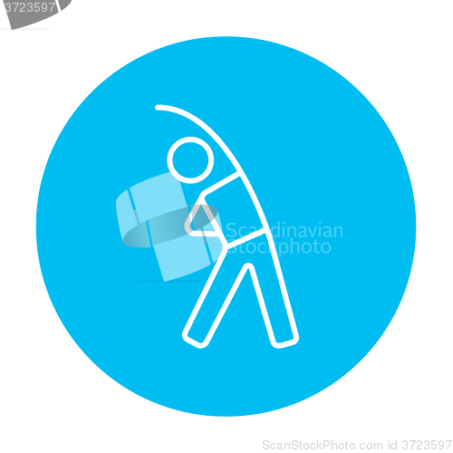 Image of Man making exercises line icon.