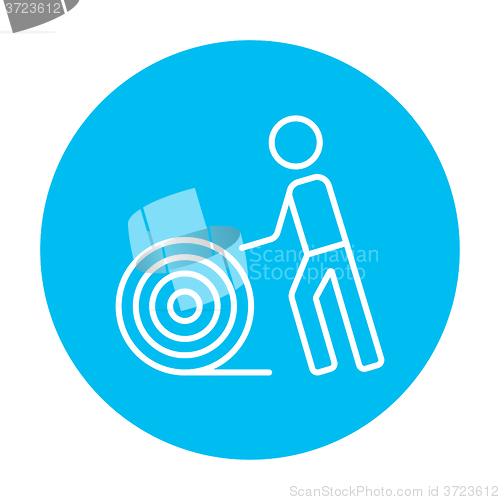 Image of Man with wire spool line icon.