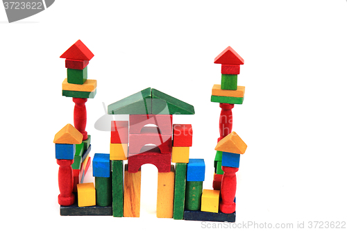 Image of castle from wooden color bricks 