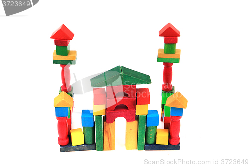 Image of castle from wooden color bricks 