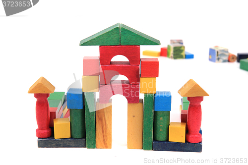 Image of castle from wooden color bricks 