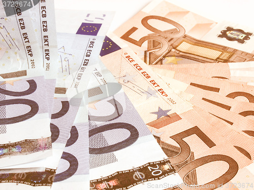Image of  Euro bankonotes background vintage