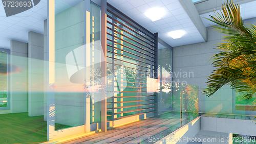 Image of Exterior Patio Lounge in the evening