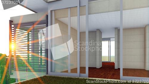Image of Exterior Patio Lounge in the evening