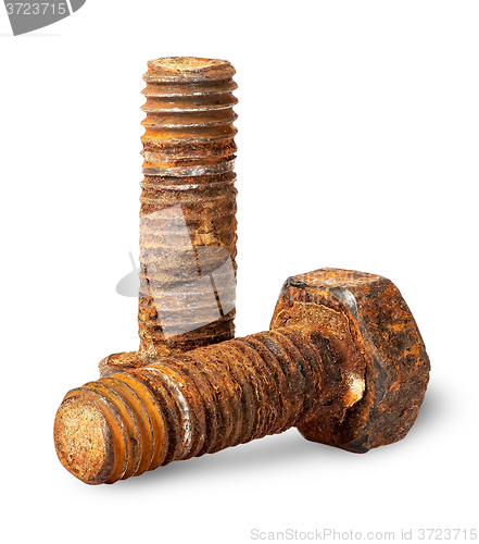 Image of Two old rusty bolts of each other